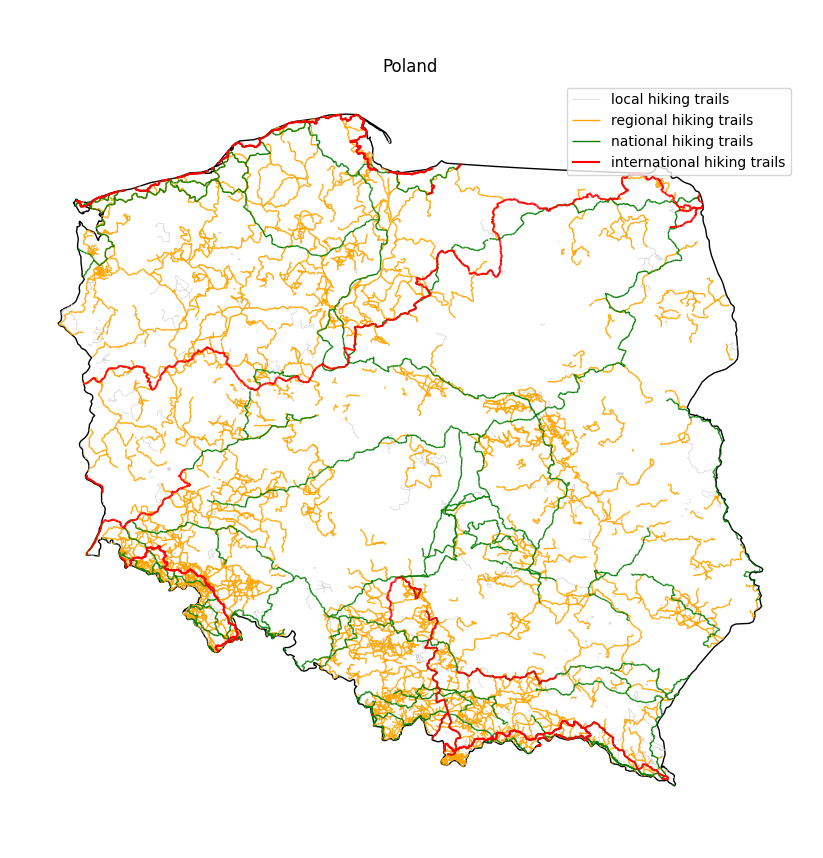 Hiking Trails in Poland Overview of hiking trails in Poland analysed from OSM database data
